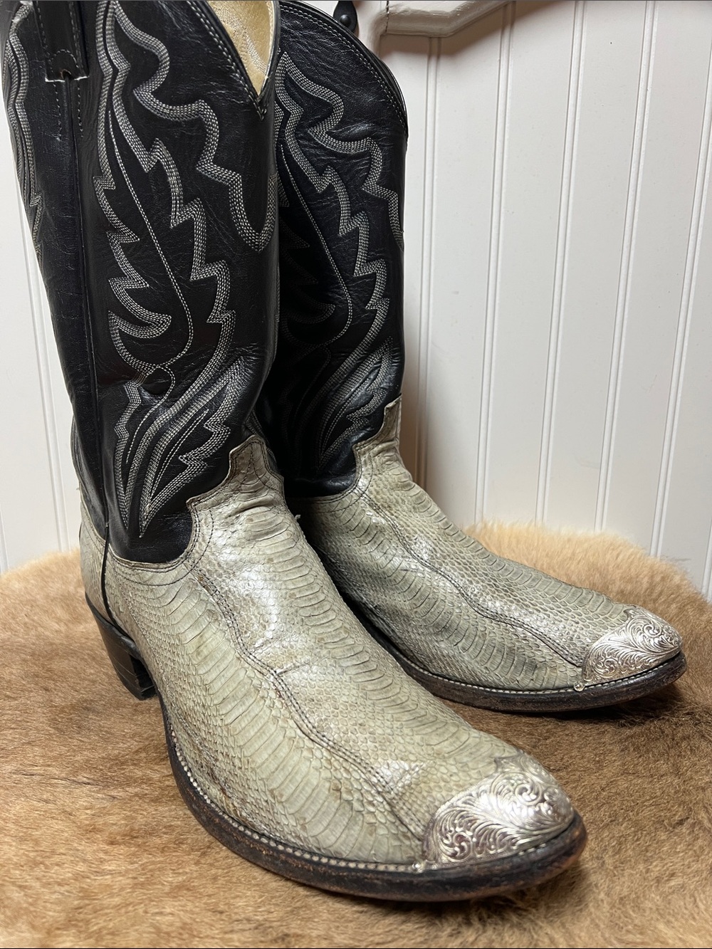 Justin Snakeskin Western Cowboy Boots 13 Made in USA